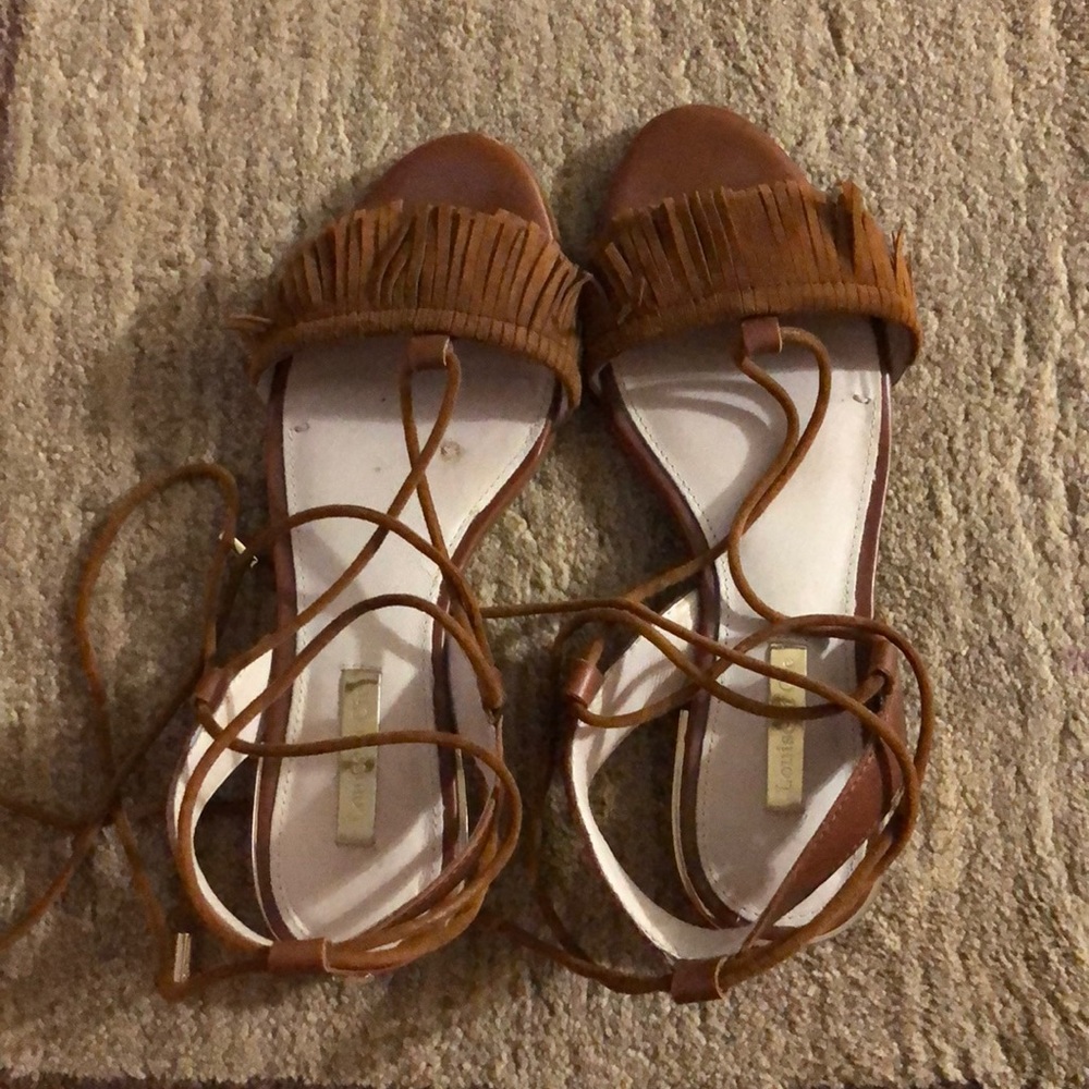Cross lace and lace up sandals